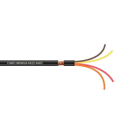 Cabo Manga 4x22 AWG - com Blindagem Preto - 3 Metros