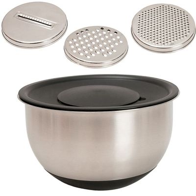 Pote Inox com Ralador 3 Lâminas Bowl 22cm Wincy