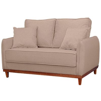 Sofa Sena 3 Lugares Base De Madeira Para Sala Hotel Linho Bege