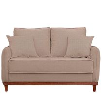 Sofa Sena 3 Lugares Base De Madeira Para Sala Hotel Linho Bege