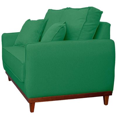 Sofa Sena 2 Lugares Base De Madeira Para Sala Hotel Linho Verde