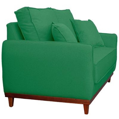 Sofa Sena 2 Lugares Base De Madeira Para Sala Hotel Linho Verde