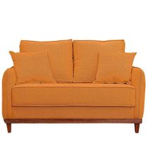 Sofa Sena 3 Lugares Base De Madeira Para Sala Hotel Linho Terra Cota