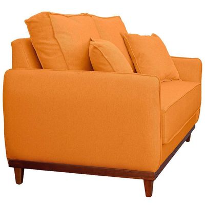 Sofa Sena 2 Lugares Base De Madeira Para Sala Hotel Linho Terra Cota