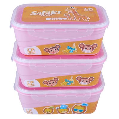 Conjunto com 3 Potes Herméticos Rosa LP House