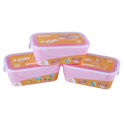 Conjunto com 3 Potes Herméticos Rosa LP House