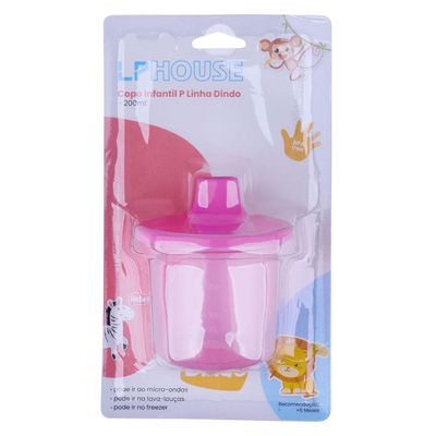 Copo Infantil Rosa com Bico 200 ml LP House