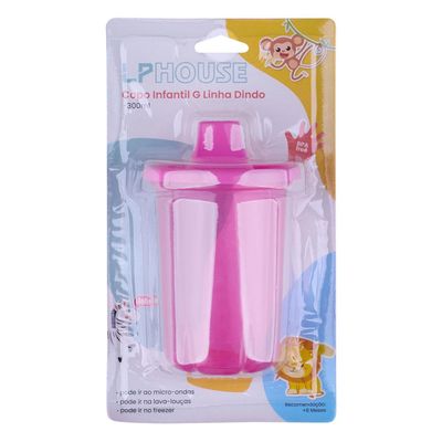 Copo Infantil Grande com Bico 300ml Rosa LP House
