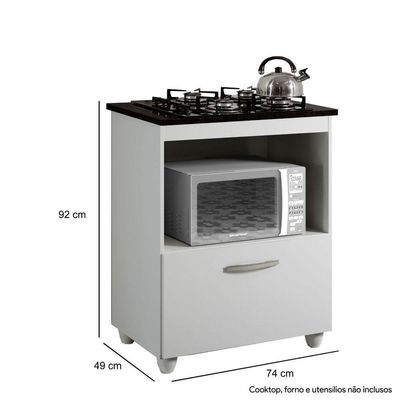 Balcão Para Cooktop 4 Bocas 1 Porta Basculante Espaço Para Forno Salvia Kaiki Móveis