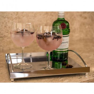 Bandeja Grande De Aço Inox 40x26 Cm Com Alças Café Chá Bar Servir Decorativa Decoração Banheiro Aço