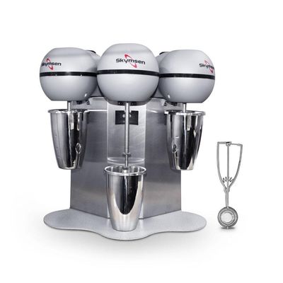 Batedor De Milk Shake 3 Copos 0,8l Profissional Inox Bms-3 220v + Concha De Sorvete Extrator 220v