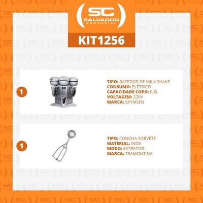Batedor De Milk Shake 3 Copos 0,8l Profissional Inox Bms-3 220v + Concha De Sorvete Extrator 220v