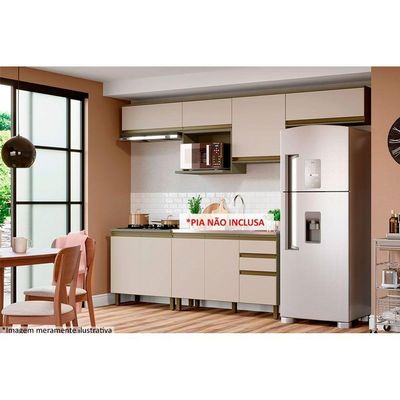 Cozinha Completa Connect 8 Peças (4 Armários + 2 Balcões + 2 Complementos) C8p11 Duna/cristal - Henn