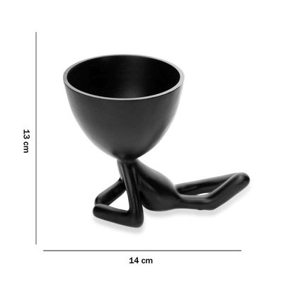Vaso Bob Robert Plant Deitado Em Poliresina Preto 13x14x10cm