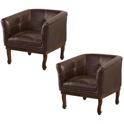 Kit 2 Poltronas Decorativa Noah Couro Conhaque Gran Belo