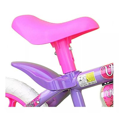Bicicleta infantil Nathor Violet aro 12 freio tambor cor violeta/branco/rosa com rodas de treinamento