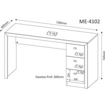 Escrivaninha para Home Office 03 Gavetas Branco Tecno Mobili
