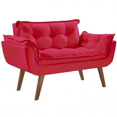 Poltrona Namoradeira 2 Lugares Opalla D Salla Suede Vermelho