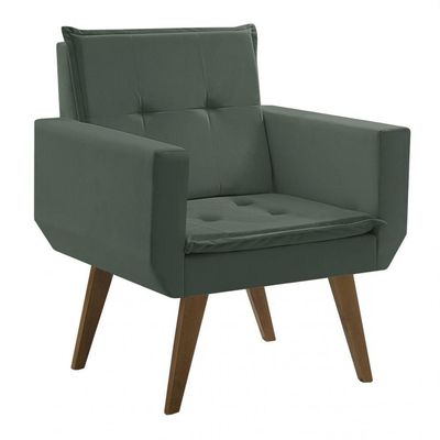 Poltrona Decorativa Taurus 1 Lugar Base Palito Tecido Suede