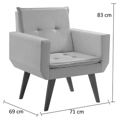 Poltrona Decorativa Taurus 1 Lugar Base Palito Tecido