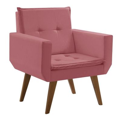 Poltrona Decorativa Taurus 1 Lugar Base Palito Tecido Suede
