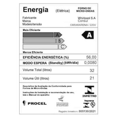 Forno de Micro-ondas Consul CMS46AR com Função Menu Fácil 32L - Prata Prata / 220