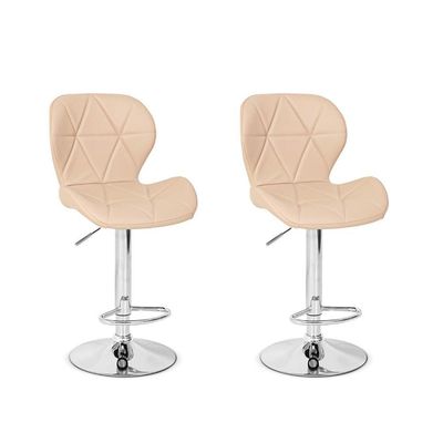 Conjunto 02 Banquetas Slim Couro Pu Regulagem de Altura Nude