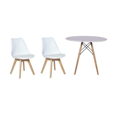 Kit Mesa Jantar Eiffel Branca+02 Cadeiras Leda Branca