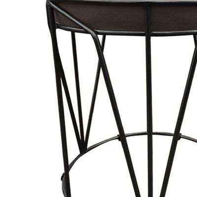 Puff Babu Suede Base Preto D´rossi Marrom