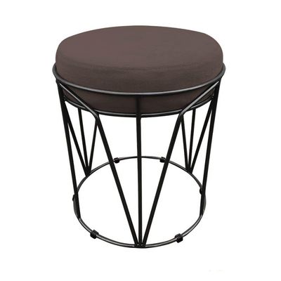 Puff Babu Suede Base Preto D´rossi Marrom