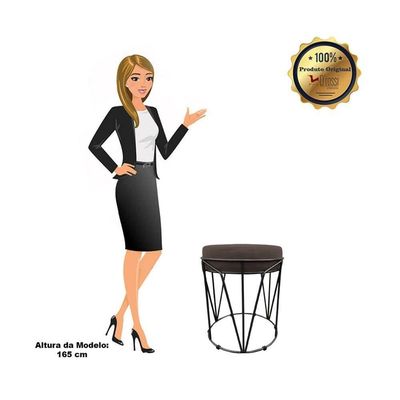 Puff Babu Suede Base Preto D´rossi Marrom