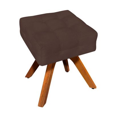 Puff Giratório Elisa Suede Base Madeira Mm30 D´rossi Marrom