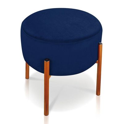 Kit 2 Puffs Iron Suede Cobre Azul Marinho