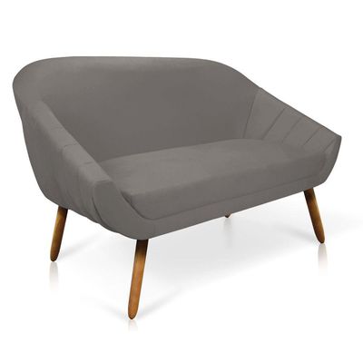 Kit 01 Namoradeira 02 Lugares e 02 Poltronas Giovana Suede Castanho Grafite