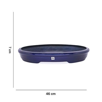 Vaso Bacia Decorativo Osaka Azul Perolizado P 7x46x35 Cm - D'rossi