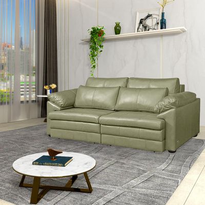 Sofá Decorativo Piece Bipartido Retrátil Sala de Estar 215cm Couro Fendi G58 - Gran Belo