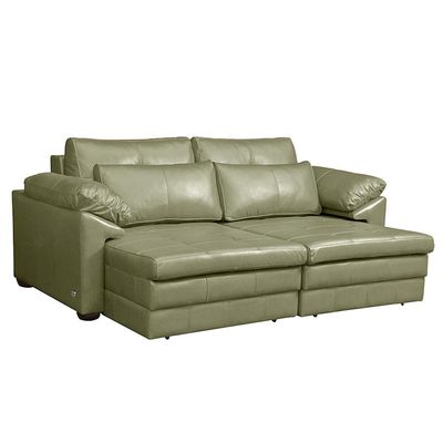 Sofá Decorativo Piece Bipartido Retrátil Sala de Estar 215cm Couro Fendi G58 - Gran Belo