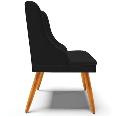 Poltrona Decorativa Pés Palito de Madeira Firenze Linho Preto/Natural - Gran Belo
