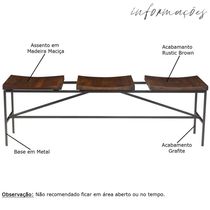 Banco para Varanda Cozinha 3 Lugares Dresden 140cm Grafite Madeira Maciça Rustic Brown Gran Belo