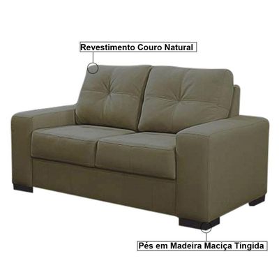 Sofá 2 Lugares 150cm Turim Couro Fendi - Gran Belo