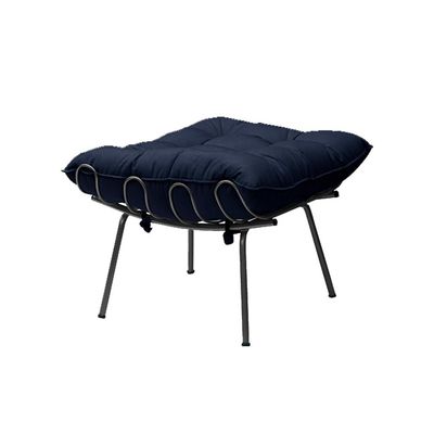 Puff Decorativo Sala de Estar Abel Pés Preto Veludo Azul - Gran Belo