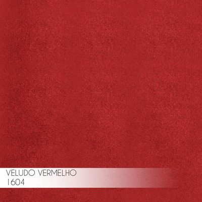 Banqueta Decorativa Selena Base Preta Veludo Vermelho - Gran Belo