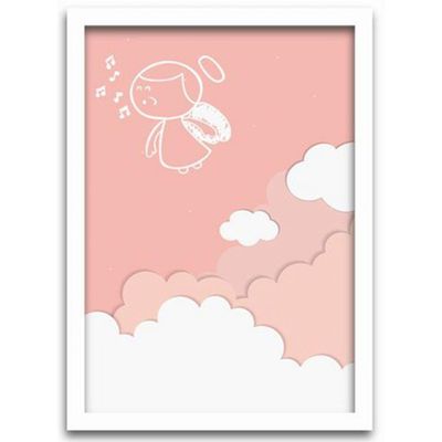 Quadros Decorativos 2 Pçs 40x60cm Menina AnjoMoldura Branca
