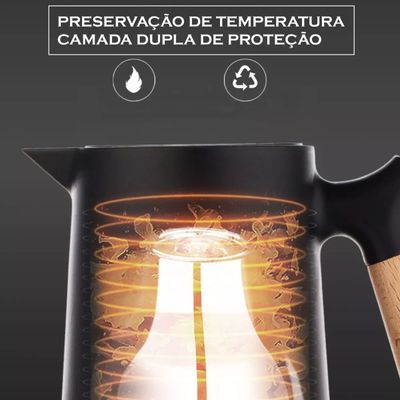 Garrafa Térmica 1L Nórdica Cabo Madeira Vermelha
