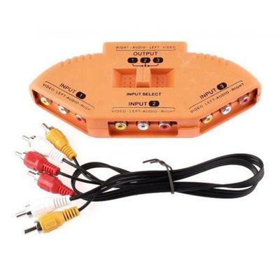 Chave Seletora Audio Video /rca /av /tv/ Hub 3 Entradas