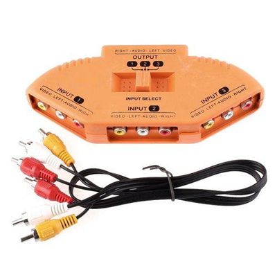 Chave Seletora Audio Video /rca /av /tv/ Hub 3 Entradas
