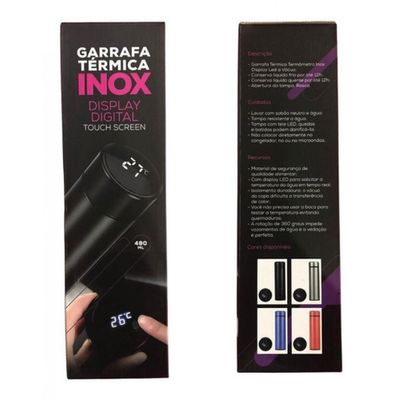 Garrafa De Inox Térmica Com Display Digital Azul