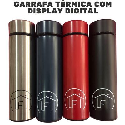 Garrafa De Inox Térmica Com Display Digital Vermelha