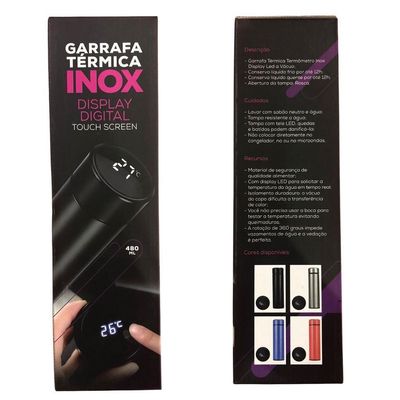 Garrafa De Inox Térmica Com Display Digital Vermelha