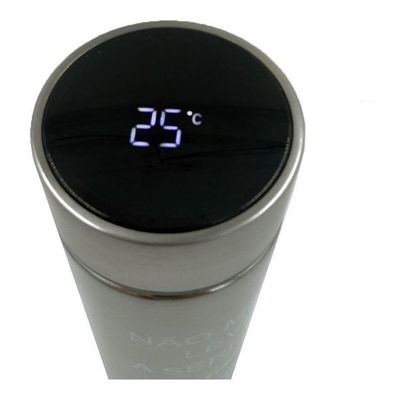 Garrafa Termômetro Térmica Inox Display Led A Vácuo Prata